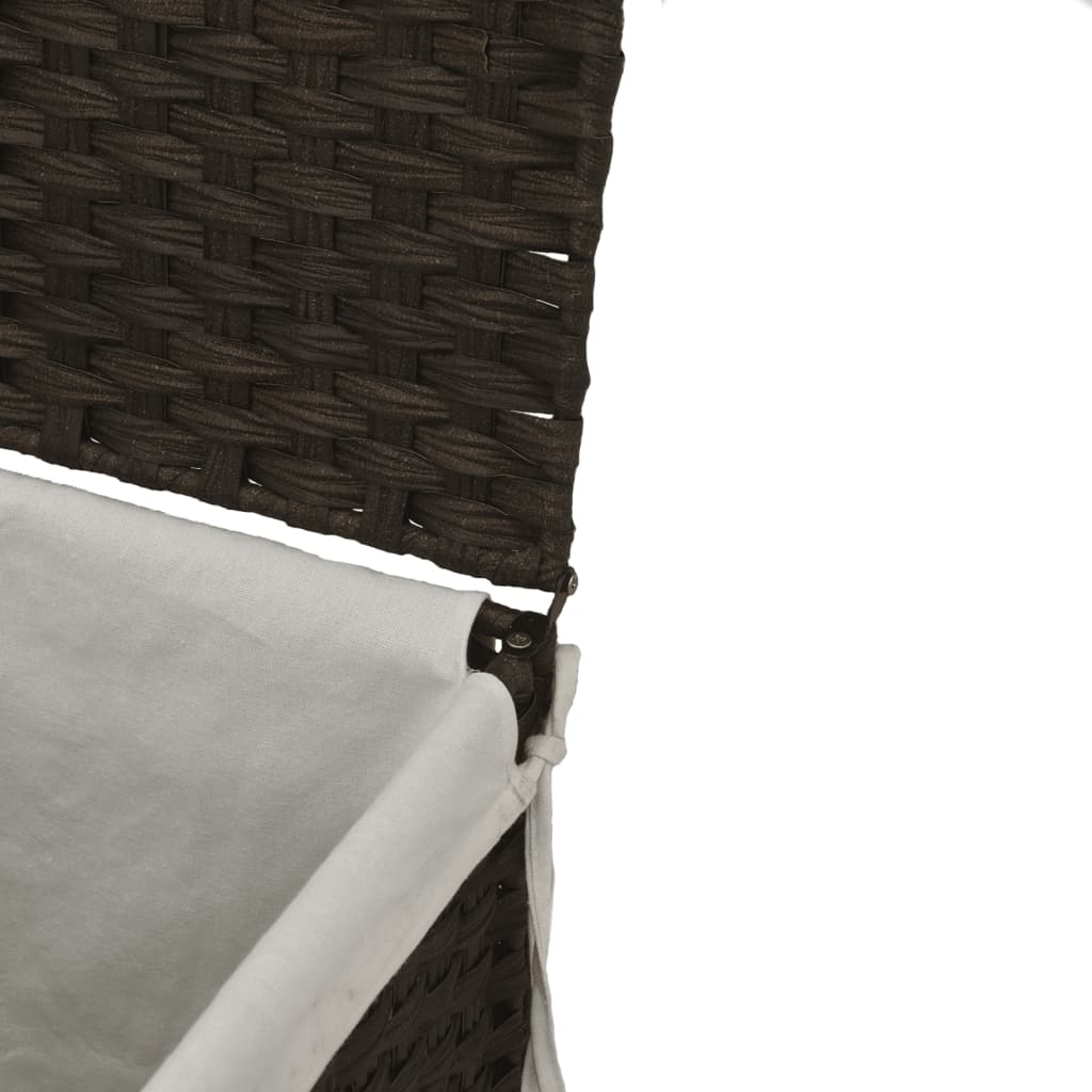 Cesto Biancheria 2 Sezioni Marrone Scuro 53x35x57 cm Polyrattan | homemem39