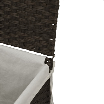 Cesto Biancheria 2 Sezioni Marrone Scuro 53x35x57 cm Polyrattan | homemem39