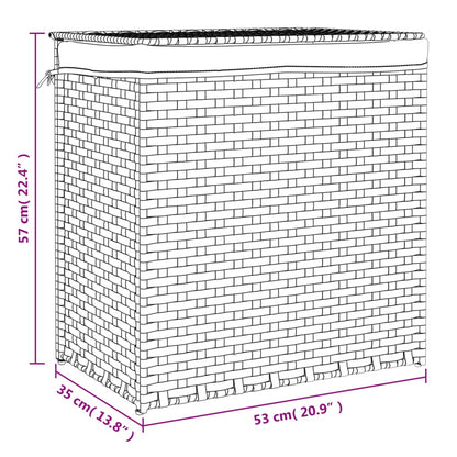 Cesto Portabiancheria 2 Sezioni Grigio 53x35x57 cm Polyrattan