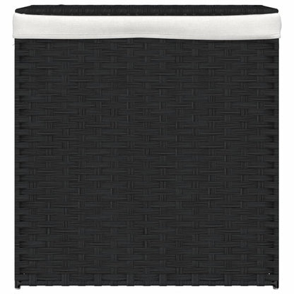 Cesto Portabiancheria 2 Sezioni Nero 53x35x57 cm Polyrattan - homemem39