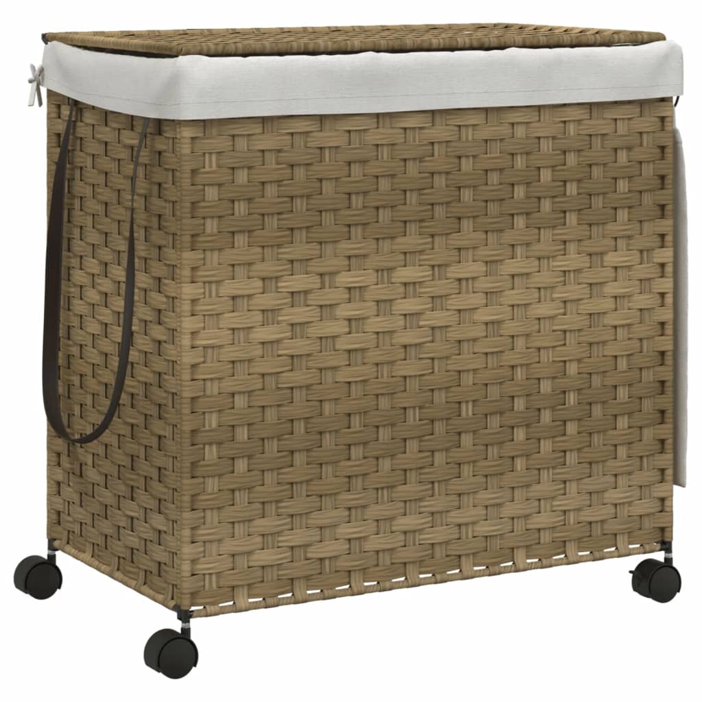 Cesto Portabiancheria con Ruote 60x35x60,5 cm Rattan | homemem39