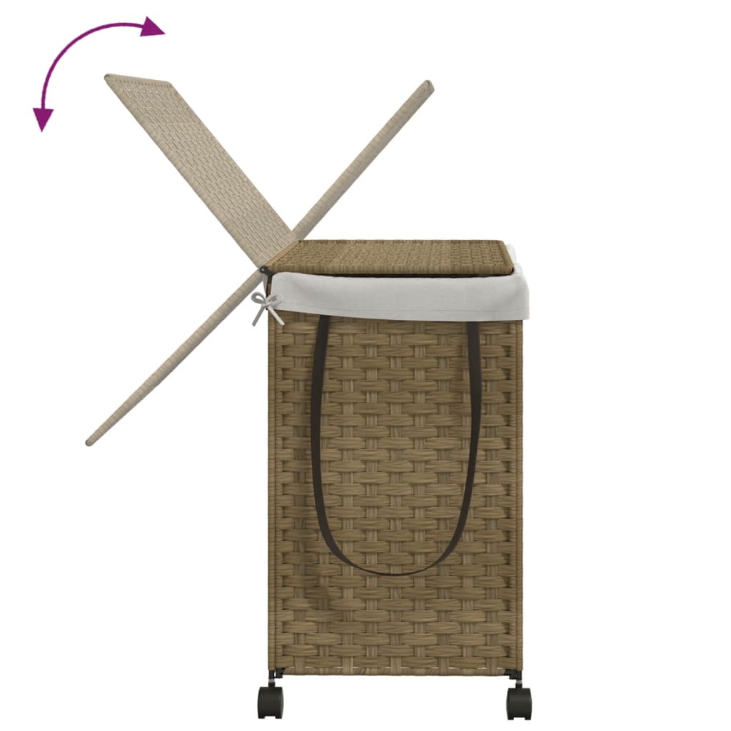 Cesto Portabiancheria con Ruote 60x35x60,5 cm Rattan | homemem39