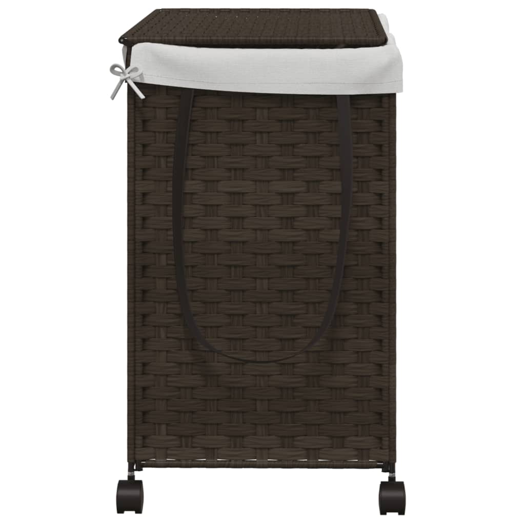 Cesto Portabiancheria Ruote Marrone Scuro 60x35x60,5 cm Rattan | homemem39