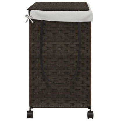 Cesto Portabiancheria Ruote Marrone Scuro 60x35x60,5 cm Rattan | homemem39
