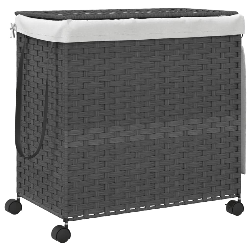 Cesto Portabiancheria con Ruote Grigio 60x35x60,5 cm Rattan | homemem39