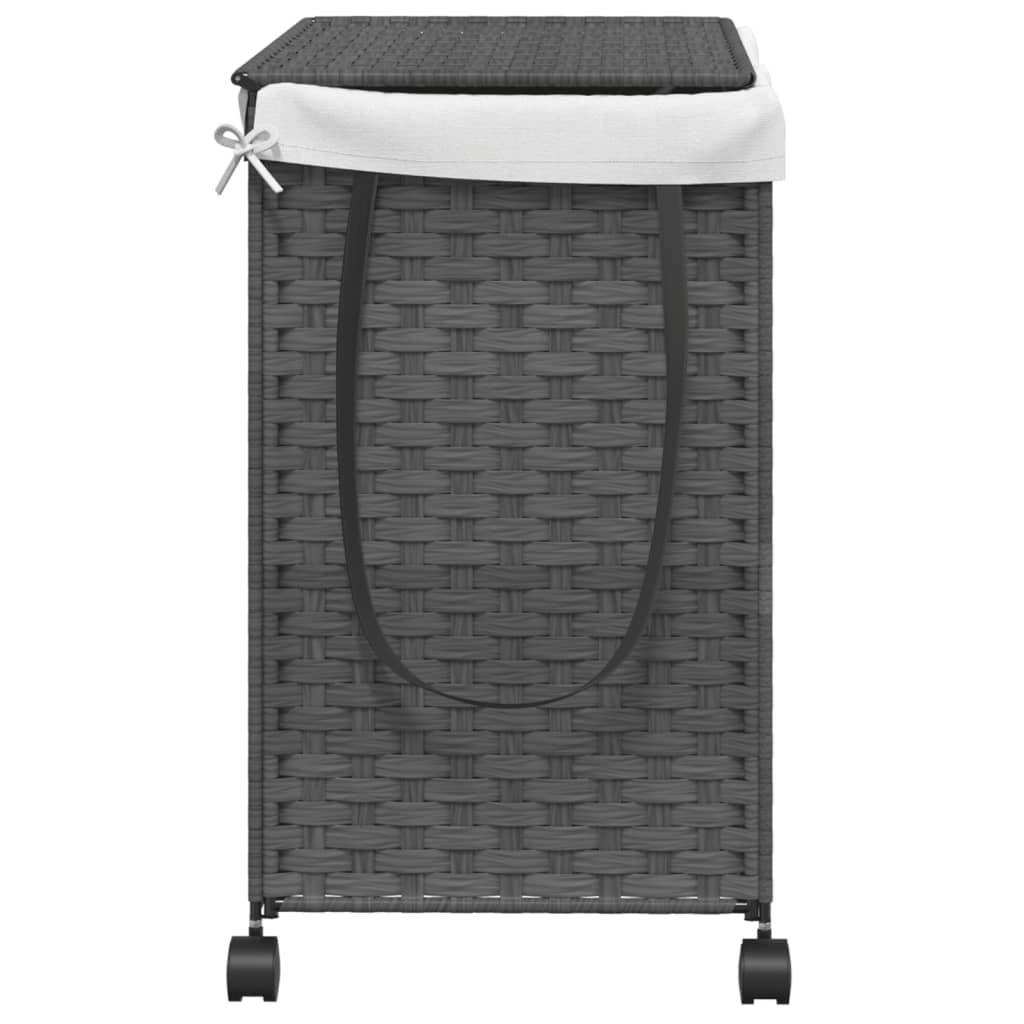 Cesto Portabiancheria con Ruote Grigio 60x35x60,5 cm Rattan | homemem39