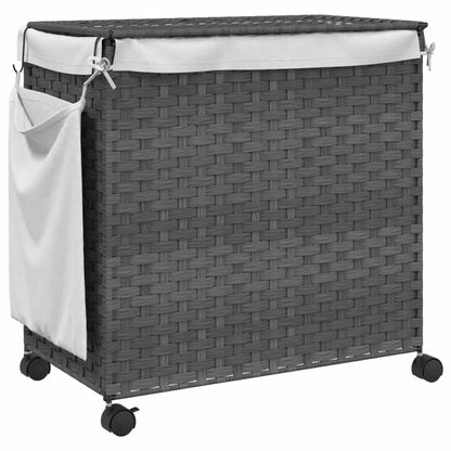 Cesto Portabiancheria con Ruote Grigio 60x35x60,5 cm Rattan | homemem39