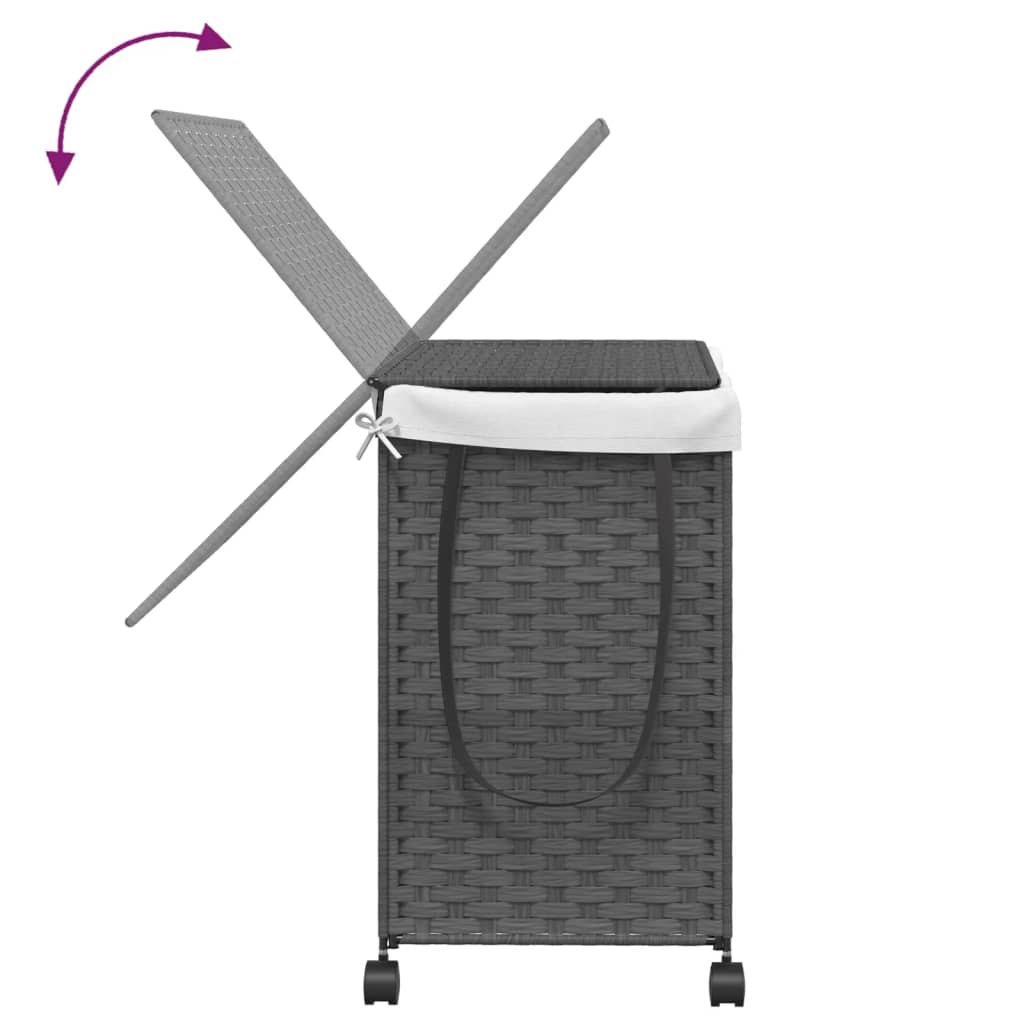 Cesto Portabiancheria con Ruote Grigio 60x35x60,5 cm Rattan | homemem39