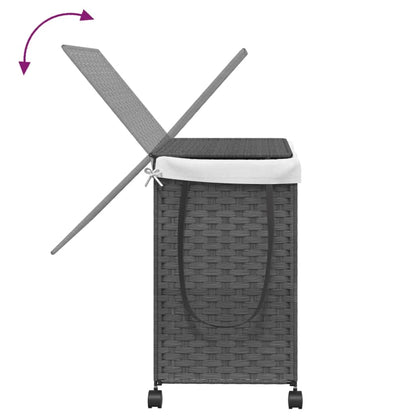 Cesto Portabiancheria con Ruote Grigio 60x35x60,5 cm Rattan | homemem39
