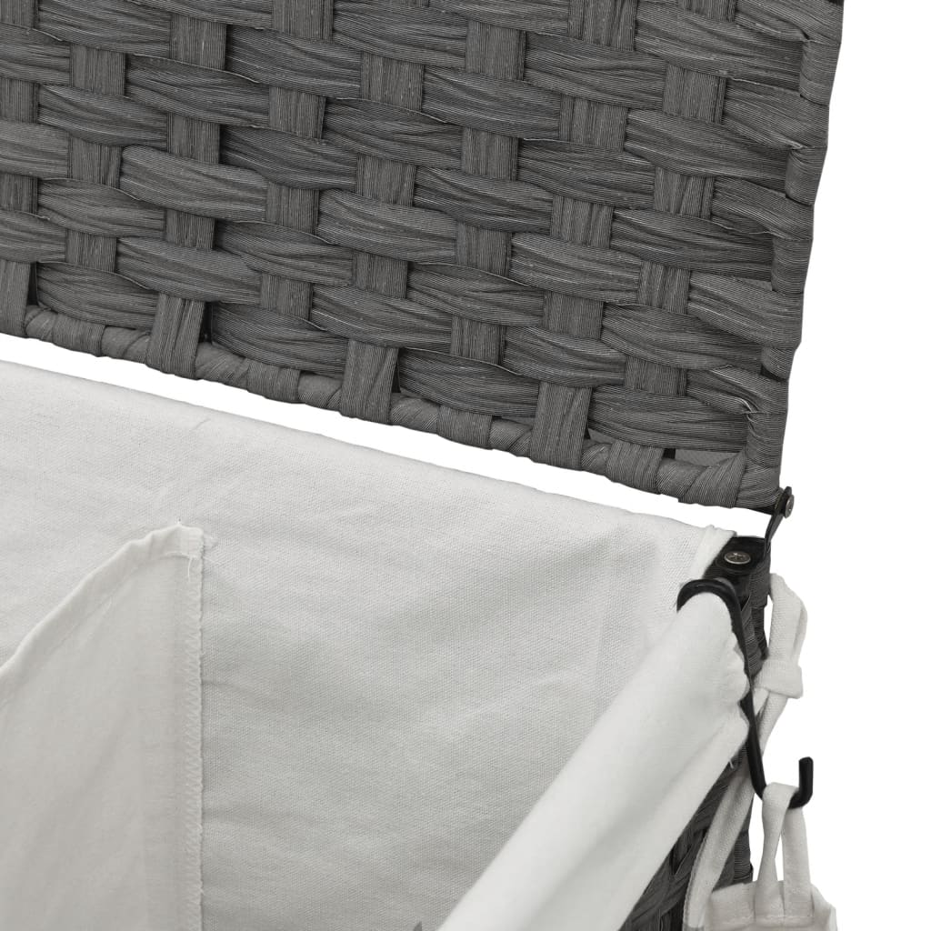 Cesto Portabiancheria con Ruote Grigio 60x35x60,5 cm Rattan | homemem39