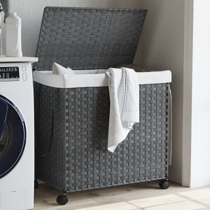 Cesto Portabiancheria con Ruote Grigio 60x35x60,5 cm Rattan | homemem39