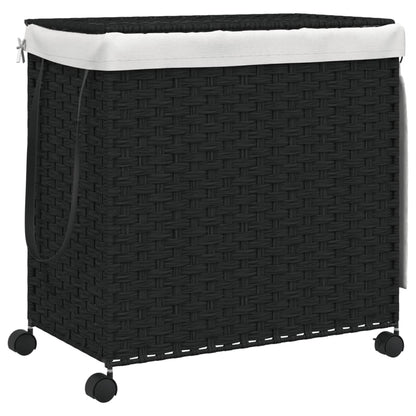 Cesto Portabiancheria con Ruote Nero 60x35x60,5 cm Rattan | homemem39