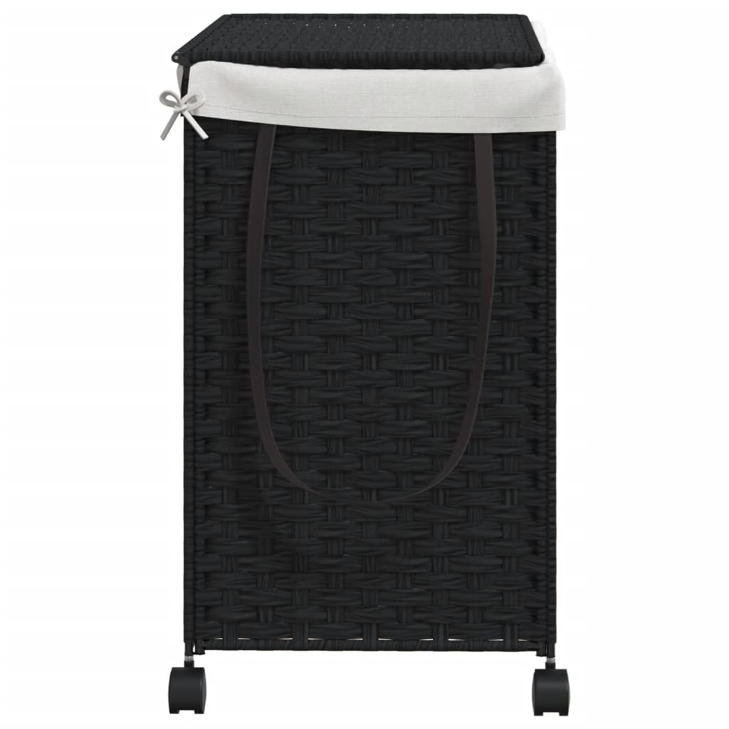 Cesto Portabiancheria con Ruote Nero 60x35x60,5 cm Rattan | homemem39