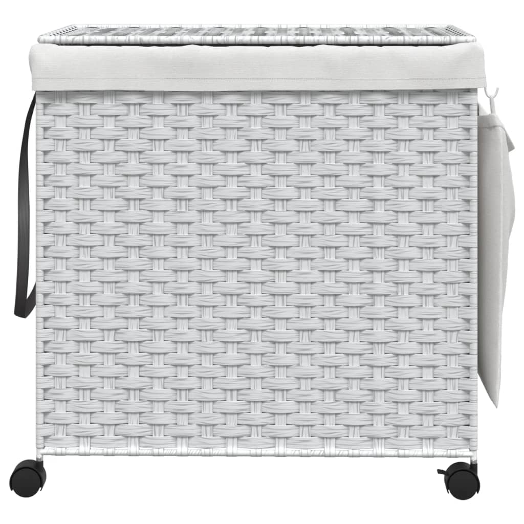 Cesto Portabiancheria con Ruote Bianco 60x35x60,5 cm Rattan | homemem39