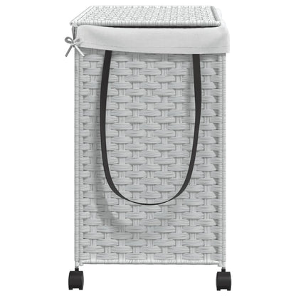 Cesto Portabiancheria con Ruote Bianco 60x35x60,5 cm Rattan | homemem39