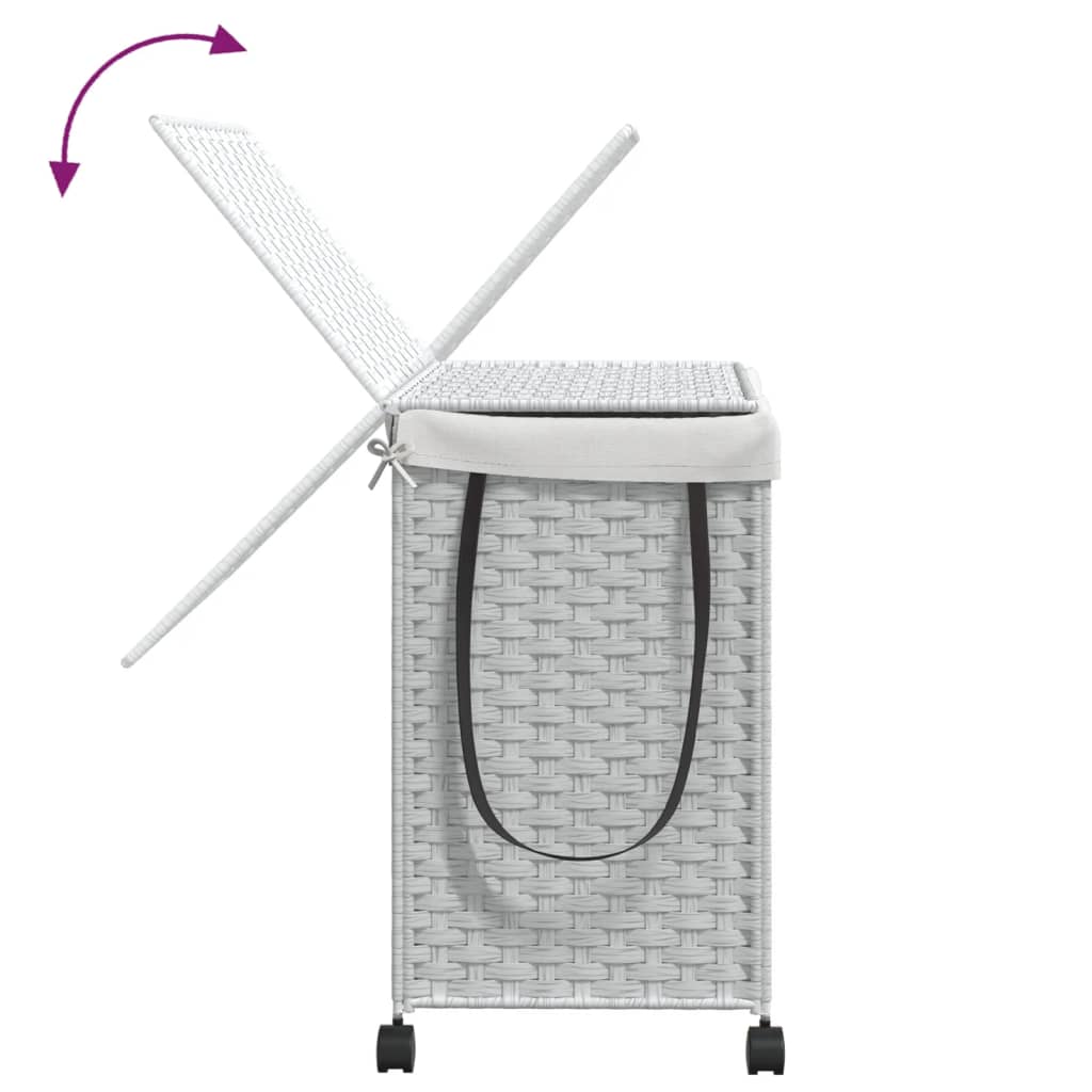 Cesto Portabiancheria con Ruote Bianco 60x35x60,5 cm Rattan | homemem39