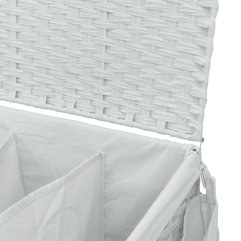 Cesto Portabiancheria con Ruote Bianco 60x35x60,5 cm Rattan | homemem39