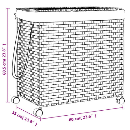 Cesto Portabiancheria con Ruote Bianco 60x35x60,5 cm Rattan | homemem39