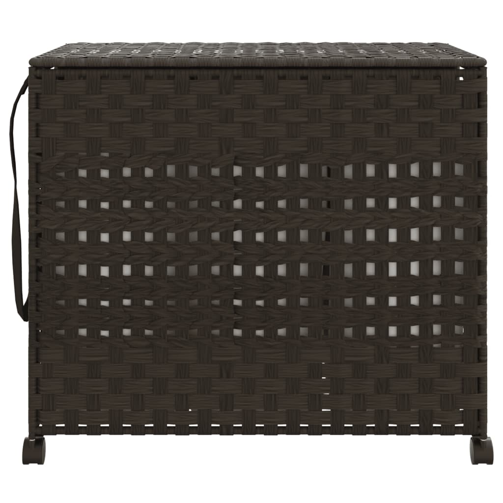 Cesto Portabiancheria Ruote Marrone Scuro 66x35x60 cm Rattan | homemem39