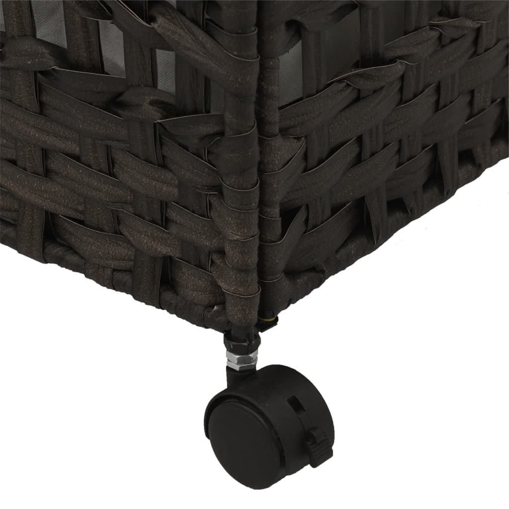 Cesto Portabiancheria Ruote Marrone Scuro 66x35x60 cm Rattan | homemem39