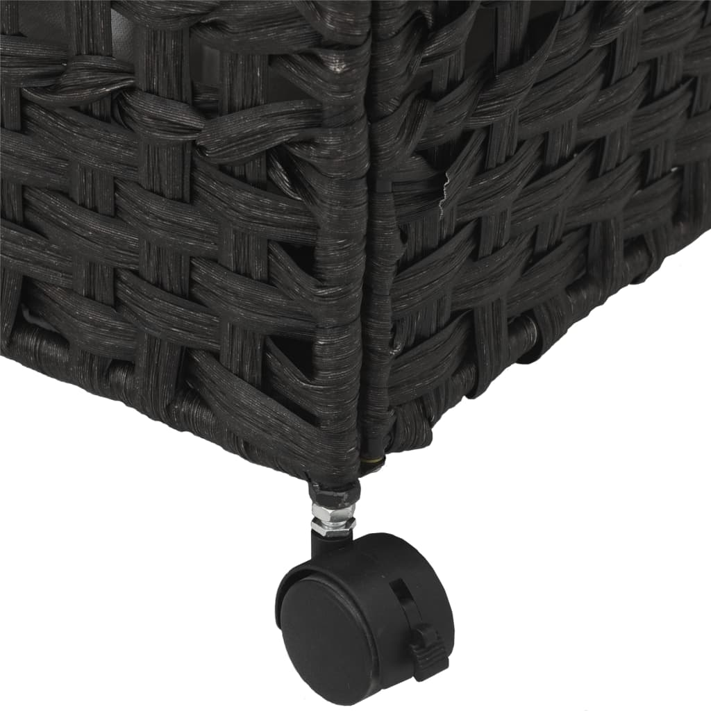 Cesto Portabiancheria con Ruote Nero 66x35x60 cm Rattan | homemem39