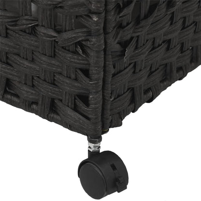 Cesto Portabiancheria con Ruote Nero 66x35x60 cm Rattan | homemem39
