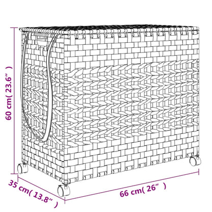 Cesto Portabiancheria con Ruote Nero 66x35x60 cm Rattan | homemem39