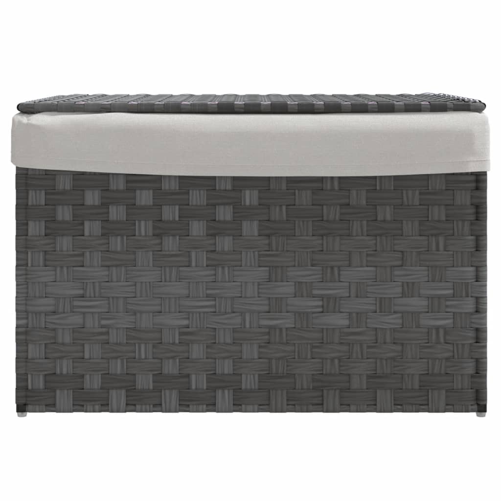 Cesto Portabiancheria Coperchio Grigio 55,5x35x34 cm Polyrattan | homemem39