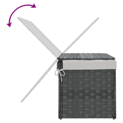 Cesto Portabiancheria Coperchio Grigio 55,5x35x34 cm Polyrattan | homemem39