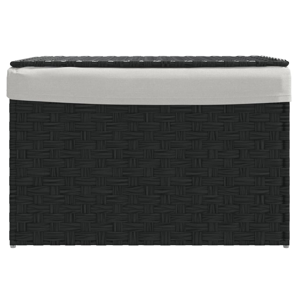 Cesto Portabiancheria Coperchio Nero 55,5x35x34 cm Polyrattan | homemem39