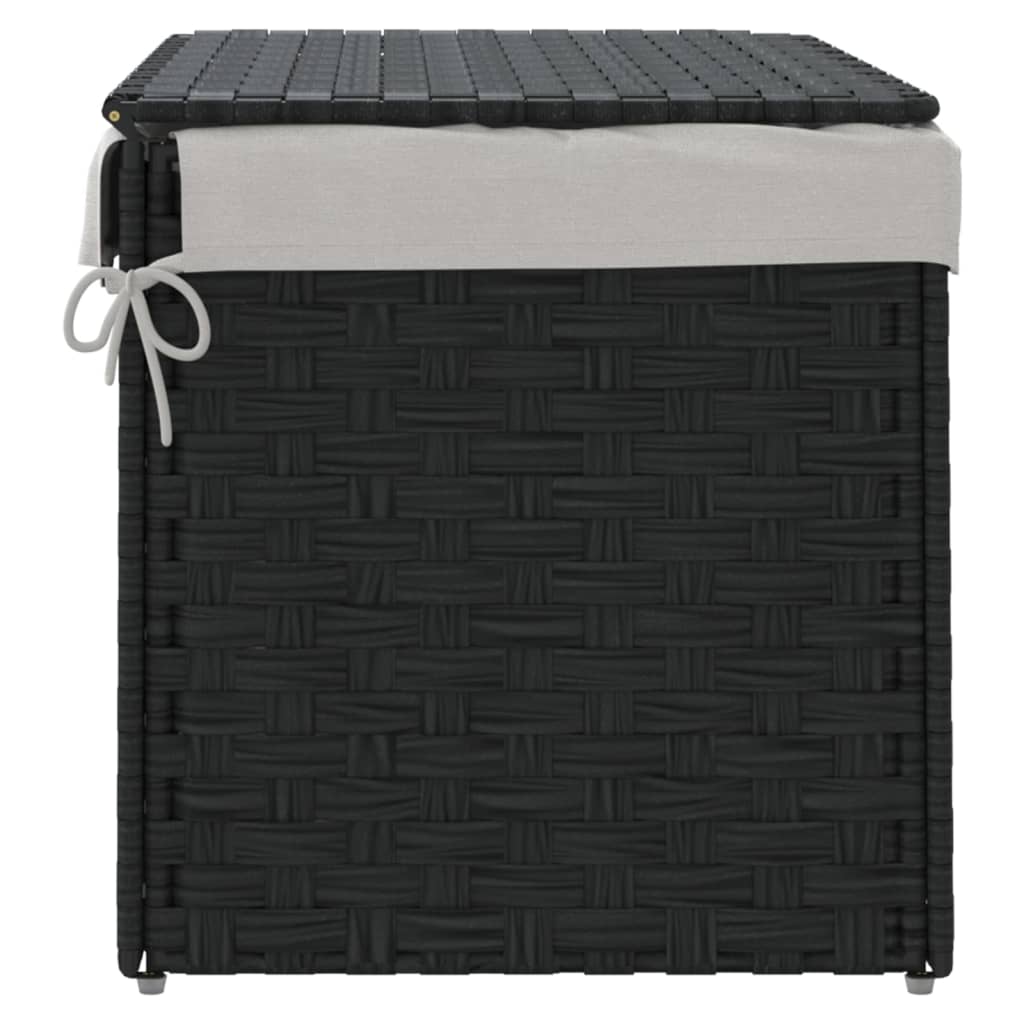 Cesto Portabiancheria Coperchio Nero 55,5x35x34 cm Polyrattan | homemem39