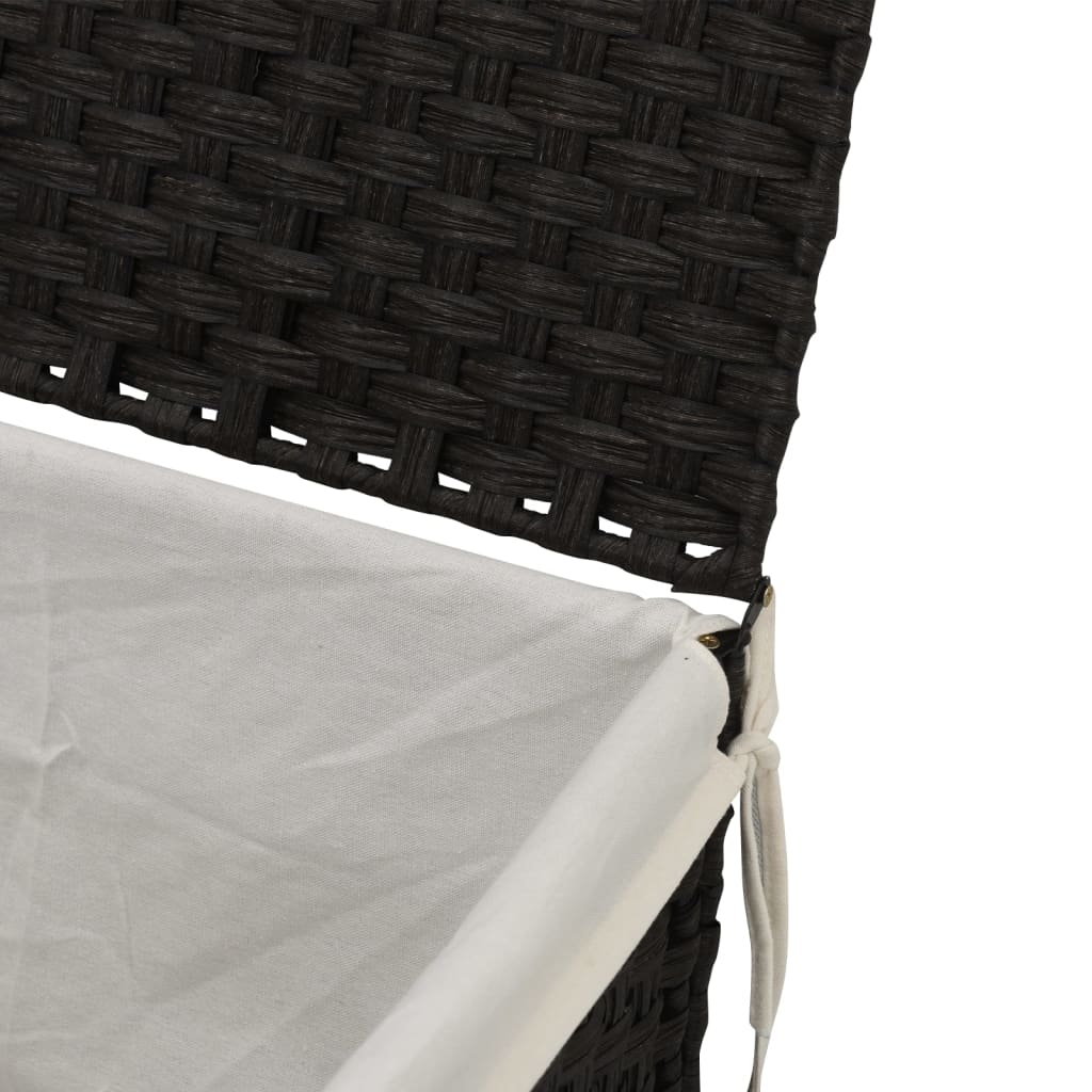 Cesto Portabiancheria Coperchio Nero 55,5x35x34 cm Polyrattan | homemem39