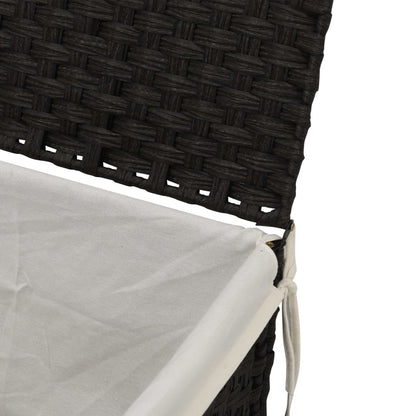 Cesto Portabiancheria Coperchio Nero 55,5x35x34 cm Polyrattan | homemem39