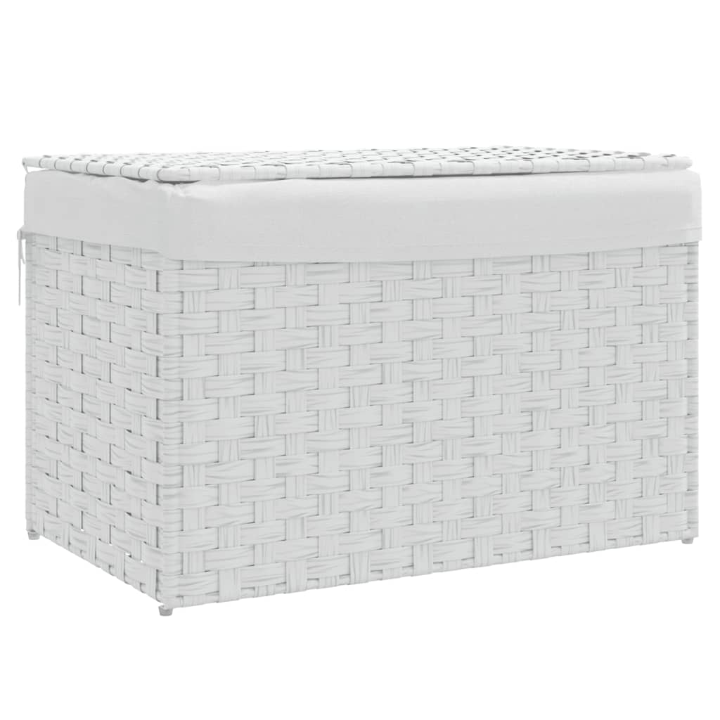 Cesto Portabiancheria Coperchio Bianco 55,5x35x34 cm Polyrattan | homemem39