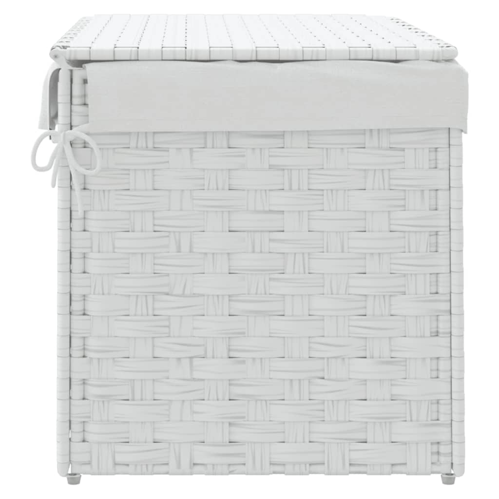 Cesto Portabiancheria Coperchio Bianco 55,5x35x34 cm Polyrattan | homemem39