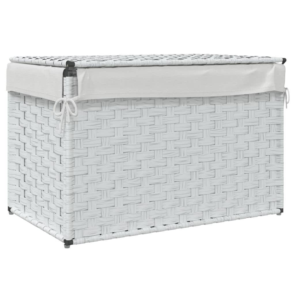 Cesto Portabiancheria Coperchio Bianco 55,5x35x34 cm Polyrattan | homemem39