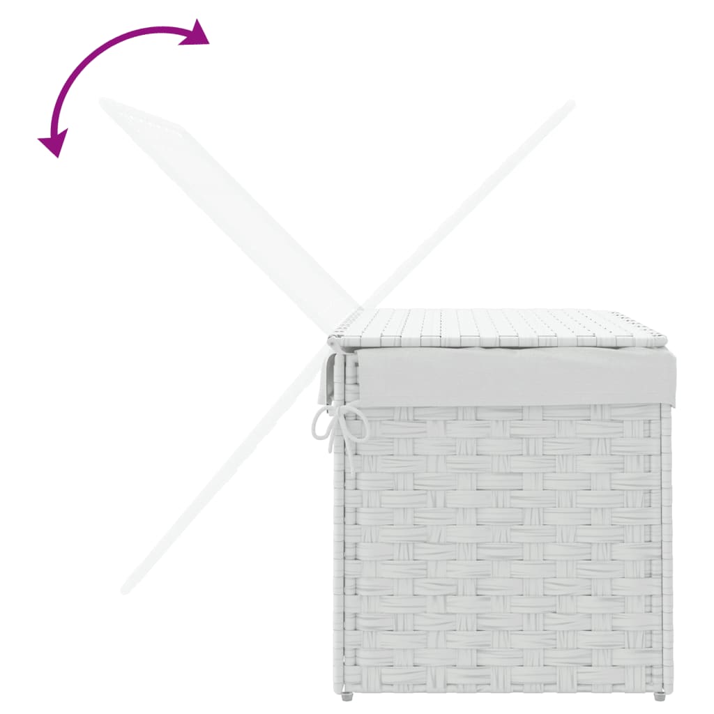 Cesto Portabiancheria Coperchio Bianco 55,5x35x34 cm Polyrattan | homemem39