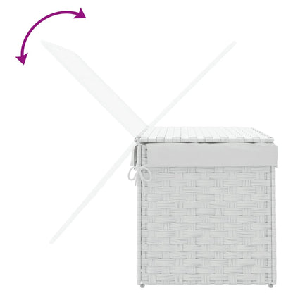 Cesto Portabiancheria Coperchio Bianco 55,5x35x34 cm Polyrattan | homemem39