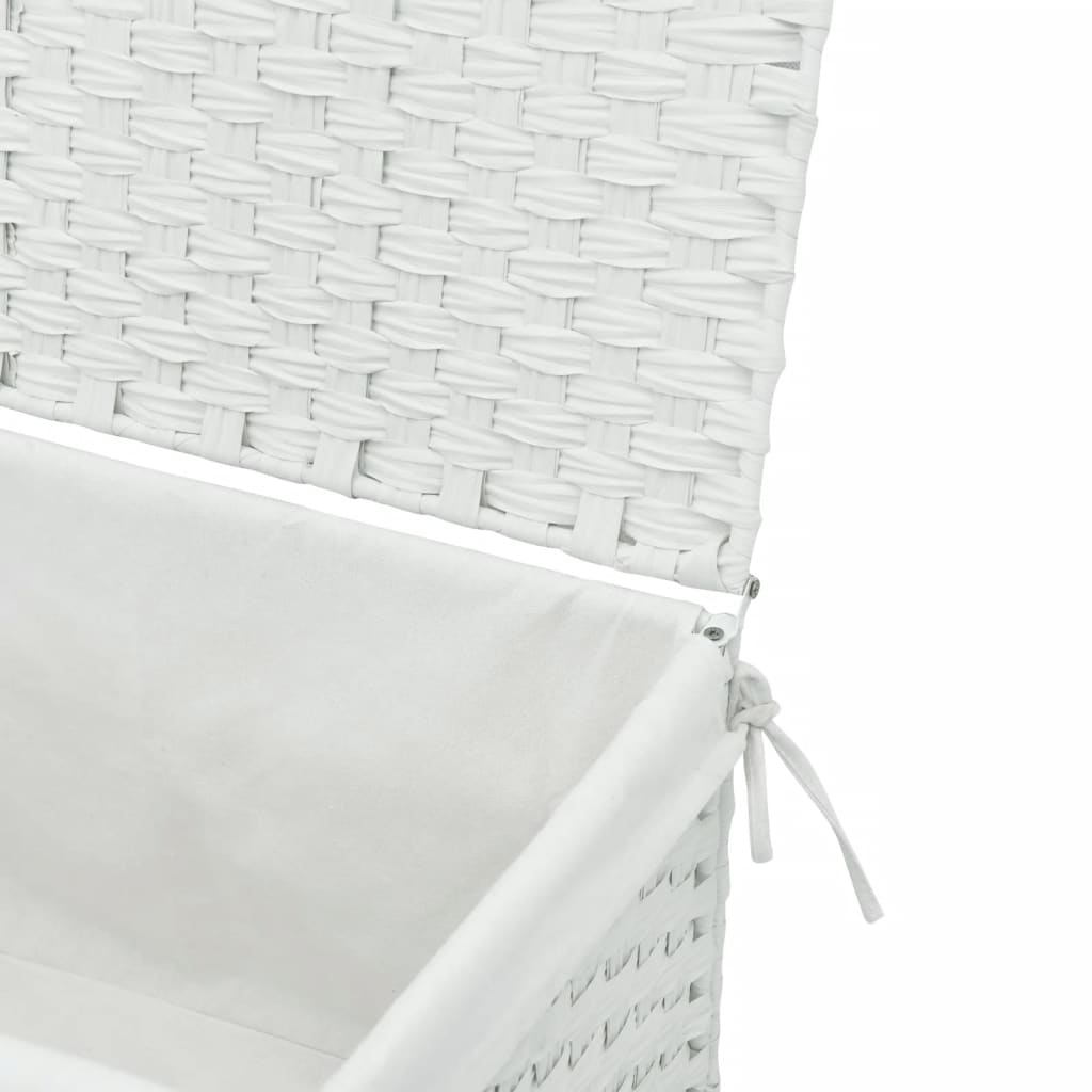 Cesto Portabiancheria Coperchio Bianco 55,5x35x34 cm Polyrattan | homemem39