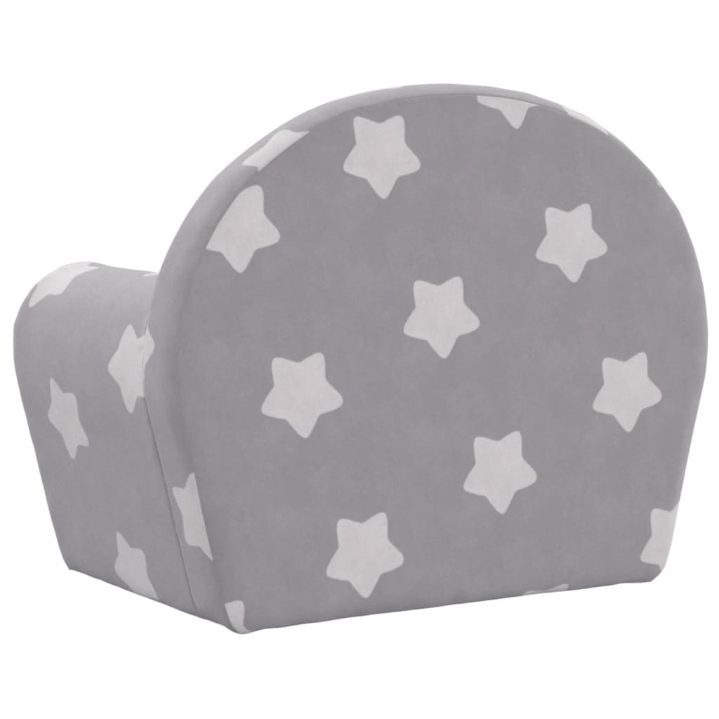 Divano per Bambini Grigio Chiaro con Stelle in Morbido Peluche - homemem39