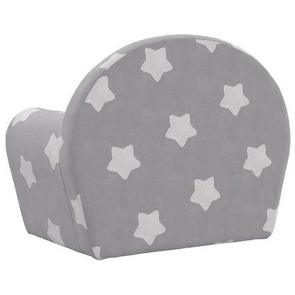 Divano per Bambini Grigio Chiaro con Stelle in Morbido Peluche - homemem39