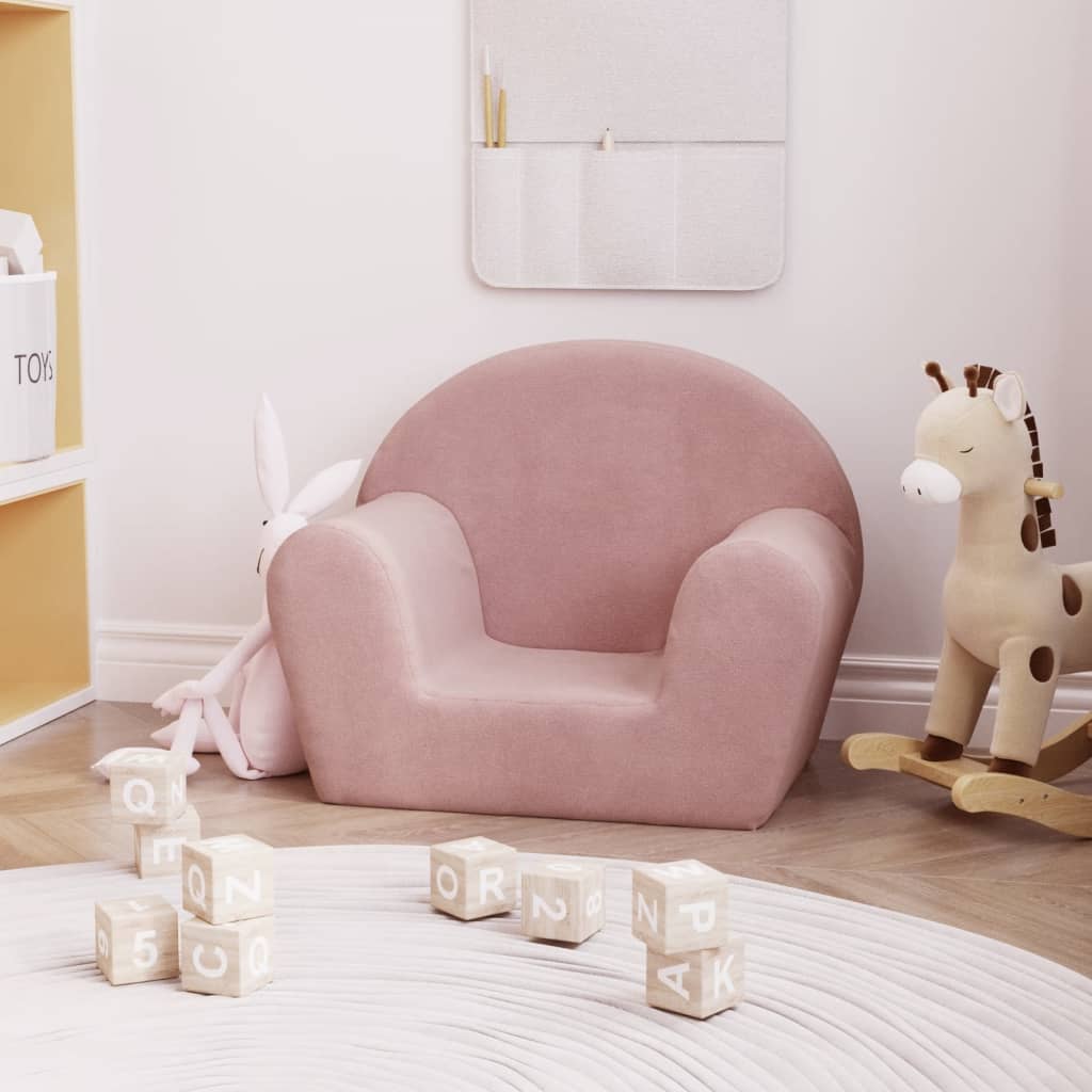 Divano per bambini rosa in morbido peluche | homemem39