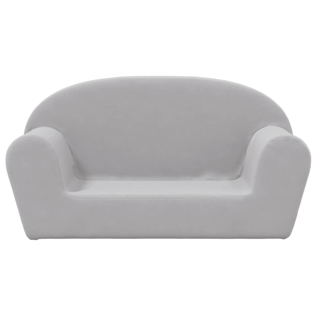 Divano per Bambini a 2 Posti Grigio Chiaro in Morbido Peluche | homemem39
