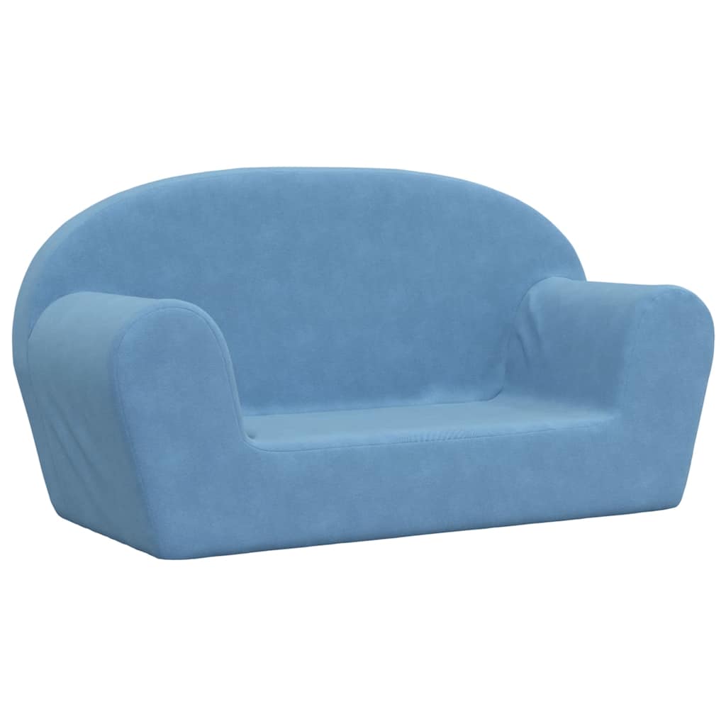 Divano per Bambini a 2 Posti Blu in Morbido Peluche | homemem39