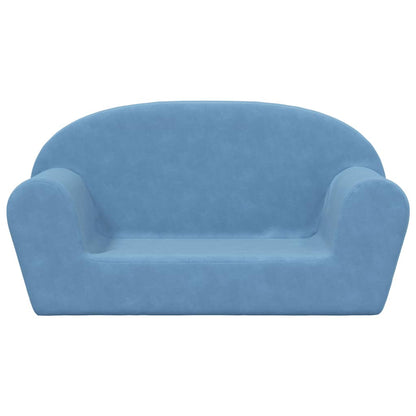 Divano per Bambini a 2 Posti Blu in Morbido Peluche | homemem39