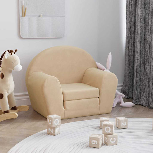 Divano Letto per Bambini Crema in Morbido Peluche | homemem39