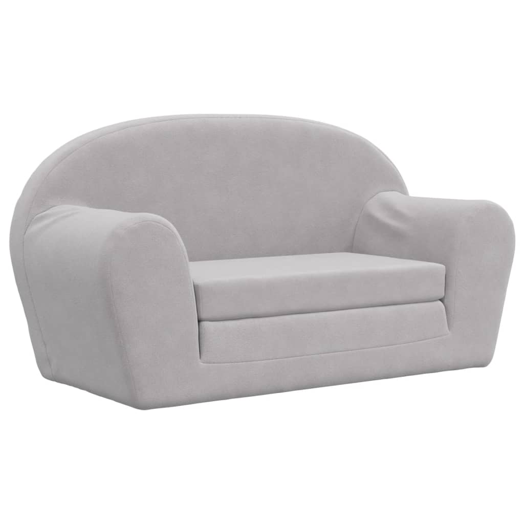 Divano Letto Bambini a 2 Posti Grigio Chiaro in Morbido Peluche