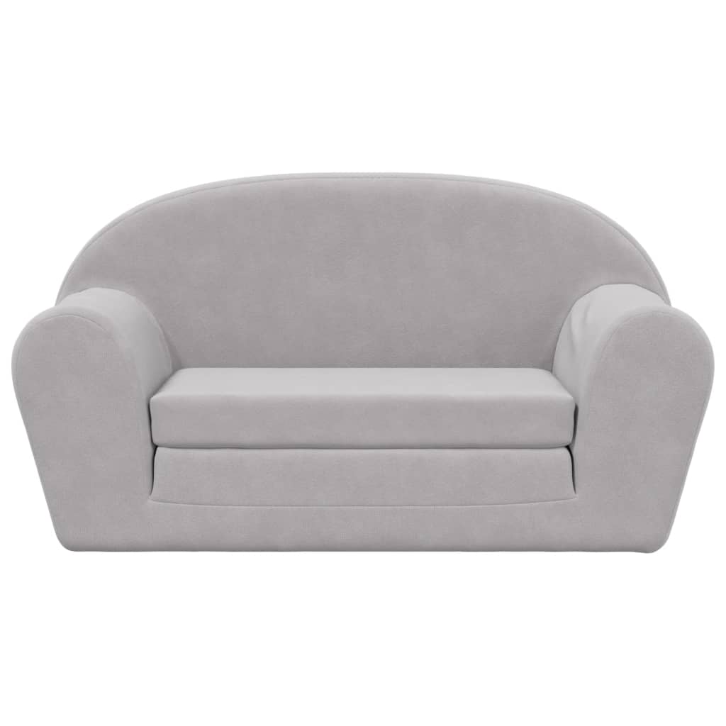 Divano Letto Bambini a 2 Posti Grigio Chiaro in Morbido Peluche
