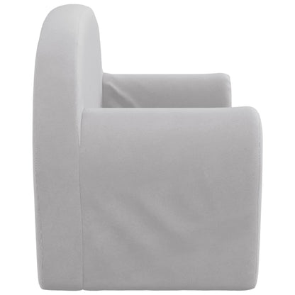 Divano Letto Bambini a 2 Posti Grigio Chiaro in Morbido Peluche