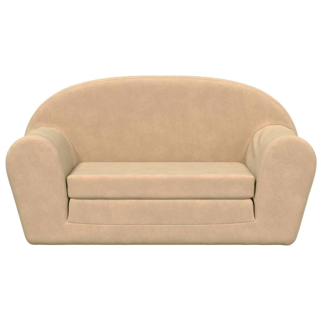 Divano Letto per Bambini a 2 Posti Crema in Morbido Peluche | homemem39